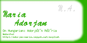 maria adorjan business card